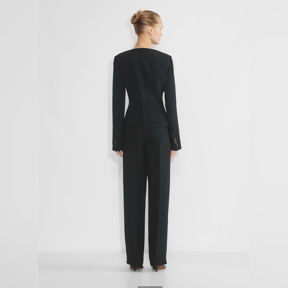 NWT Aritzia Wilfred Evelyn Pant in Black Size 6 High Rise Wide Leg Pants - Picture 4 of 14
